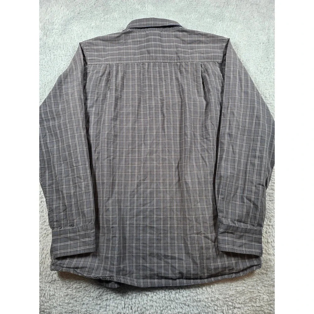 The North Face Button Up Shirt M Grey Mens Plaid Long Sleeve Hiking Casual‎